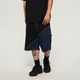 AVENUE&SON大道之子2024 蓝黑拼接滑板直筒阔腿牛仔短裤