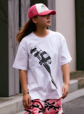 AVENUESON大道之子2025白色扳手工具印花LOGO纯棉短袖T恤