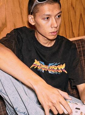 AVENUESON大道之子2025街霸主题字体纯棉水洗做旧短袖T恤