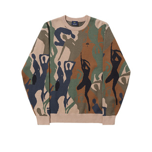 ALL Helas BEAUTIES KNIT MULTICO舞蹈插图套头衫 CREWNECK 法国