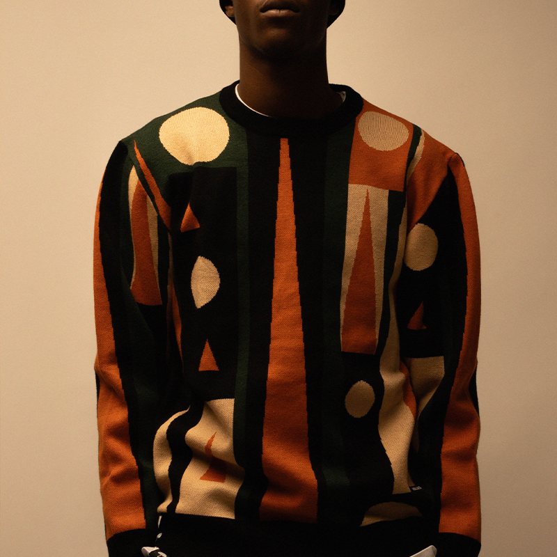 【法国】HELAS 25WIN BACKGAMMON CREWNECK KNIT抽象几何针织衫