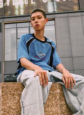 AVENUESON大道之子2025三色刺绣logo明线短袖球衣T恤速干透气