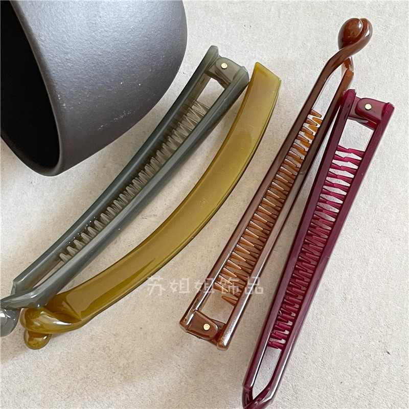 韩版果冻质感亚克力彩色发夹竖夹