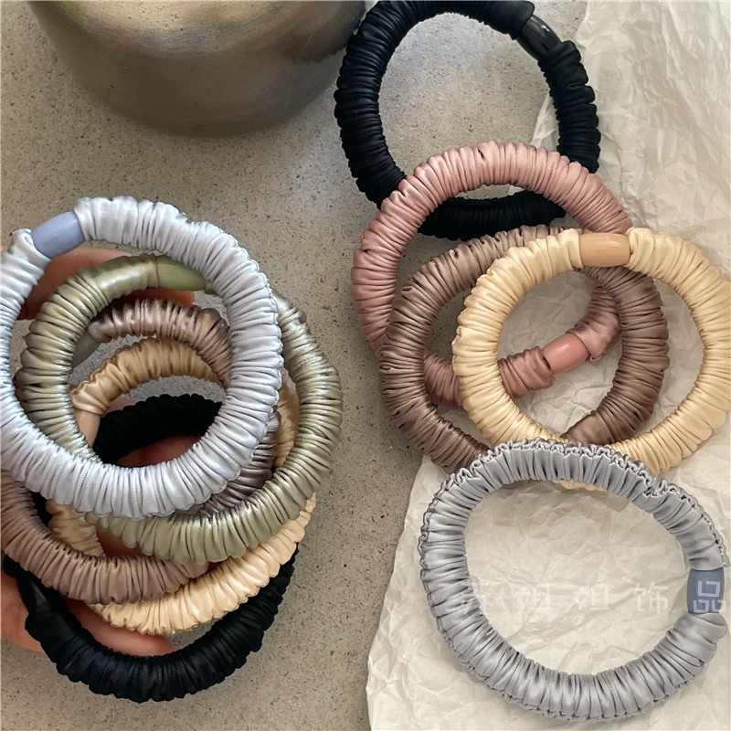 韩版简约新色高弹力褶皱大肠发圈气质马尾丸子头发绳日常百搭发饰