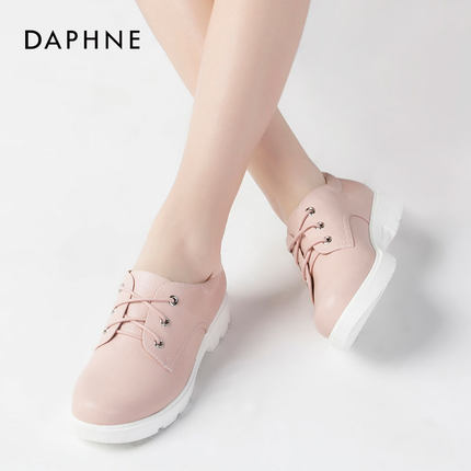 Daphne/达芙妮正品时尚春款低跟深口单鞋平底防滑鞋方跟学生鞋