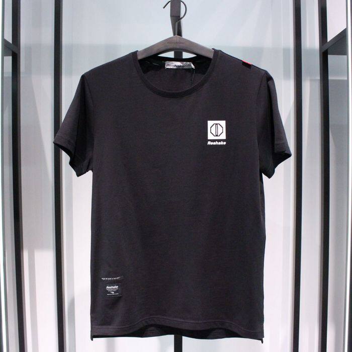 SELECTED斯莱德纯棉街霸圆领字母夏季日常简洁黑色短袖半袖T恤