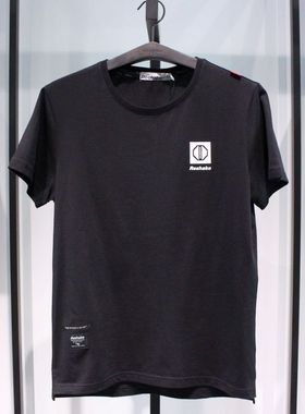 SELECTED斯莱德纯棉街霸圆领字母夏季日常简洁黑色短袖半袖T恤