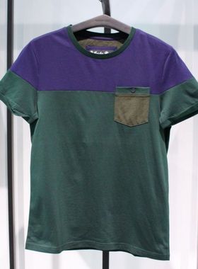 SELECTED思莱德青春流行绿色纯棉圆领夏季修身休闲短袖半袖T恤