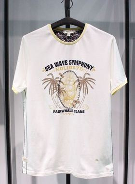 SELECTED斯莱德新款潮牌男款白色圆领宽松流行休闲短袖半袖T恤