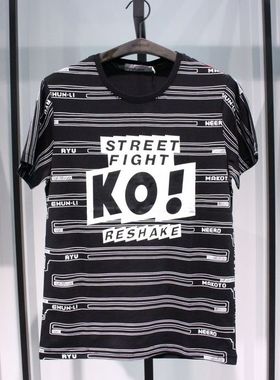 SELECTED斯莱德字母纯棉圆领印花夏季日常黑色休闲短袖半袖T恤