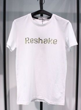 SELECTED斯莱德字母纯棉圆领夏季日常简单白色休闲短袖半袖T恤