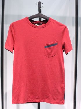 JACKJONES杰克琼斯青春流行日常夏季修身红色圆领纯棉短袖半袖T恤