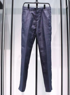 SELECTED思莱德苎麻凉感蓝色薄款夏季锥形裤修身休闲裤长裤小脚裤