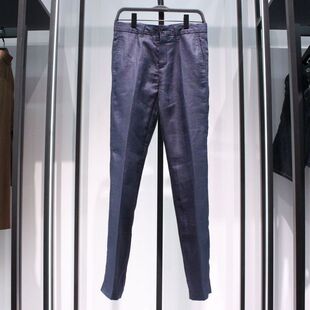 SELECTED思莱德苎麻凉感蓝色薄款夏季锥形裤修身休闲裤长裤小脚裤