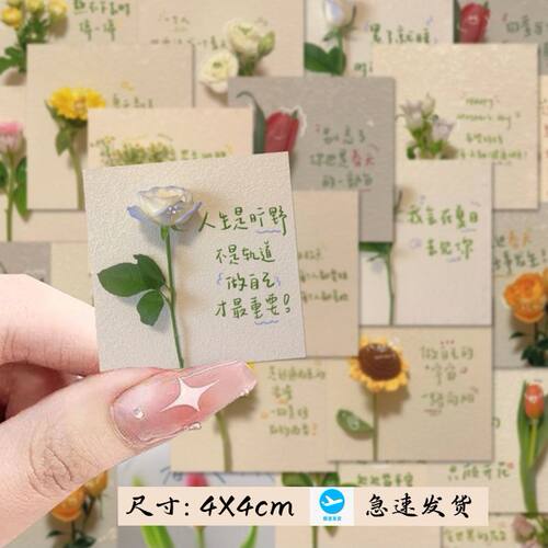 96张治愈系花语清新文案贴纸简约