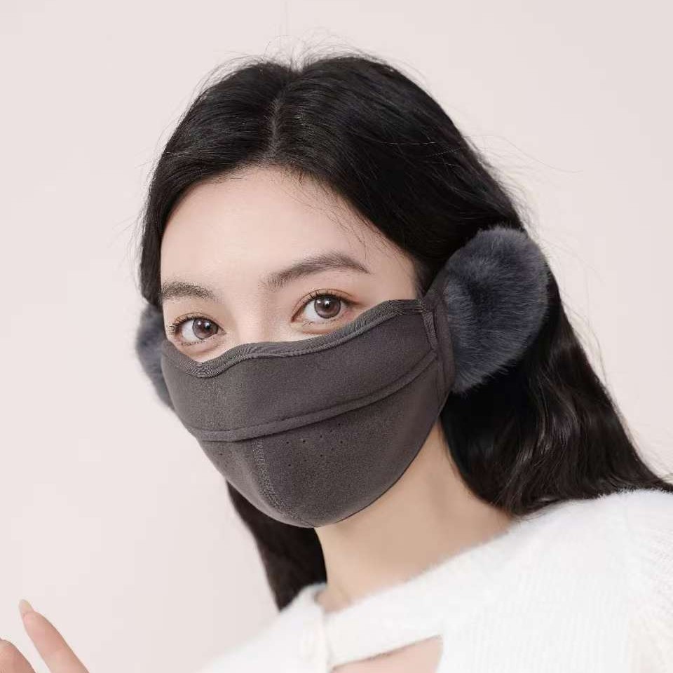 高颜值防寒护耳面罩透气加厚毛绒可洗耳罩潮男保暖口罩女冬季骑行