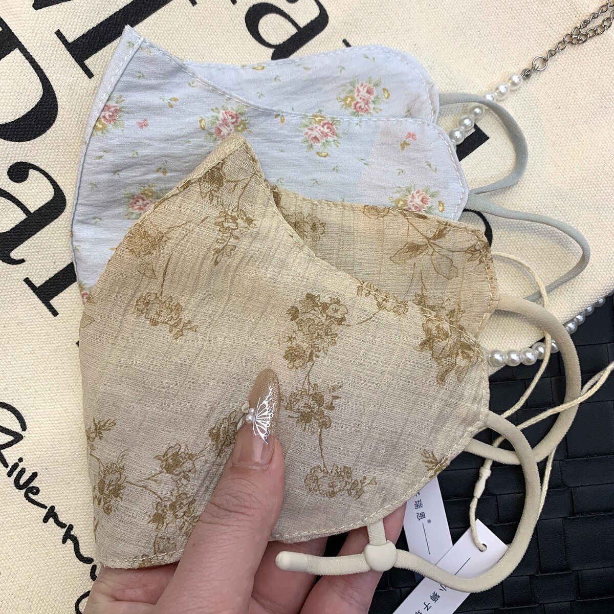 夏季新款防晒口罩超轻薄碎花遮阳防紫外线女户外通勤防护透气面纱