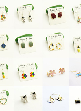 H84 欧美外贸日韩饰品滴釉精致小耳钉 耳环 耳夹耳饰女