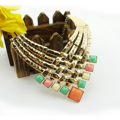 彩色宝石短款项链耳环新店5折