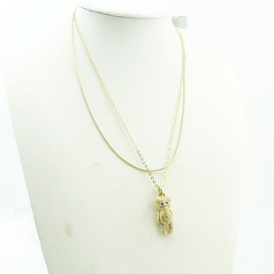 K29 欧美外贸饰品镀真金小熊铜项链直播货源