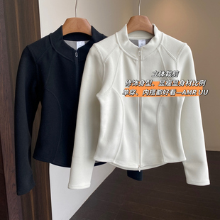 显身材比例修身 立体裁剪 显瘦保暖立领外套女上衣秋冬新 AMR
