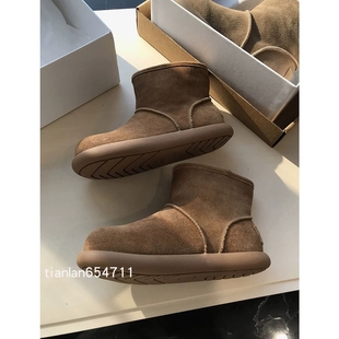 今年实在很火 大土豆雪地靴加绒羊毛短靴中筒靴 头层磨砂牛皮