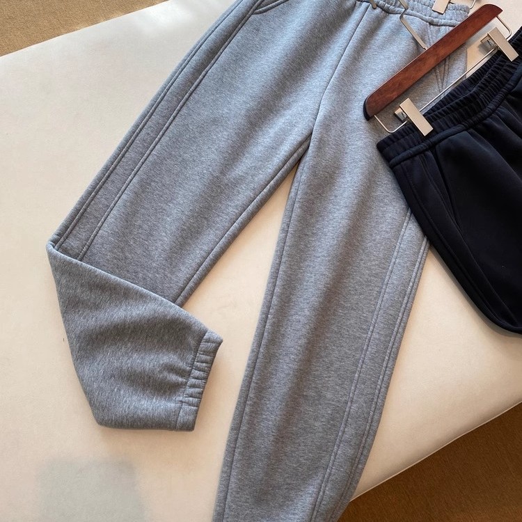 加绒加厚保暖高腰显瘦束脚卫裤