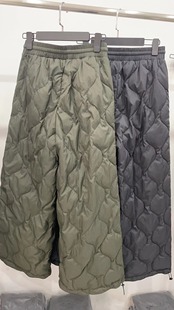 女 防寒羽绒裤 脚口抽绳可两穿真心推荐 90白鹅绒松紧腰菱形格时尚