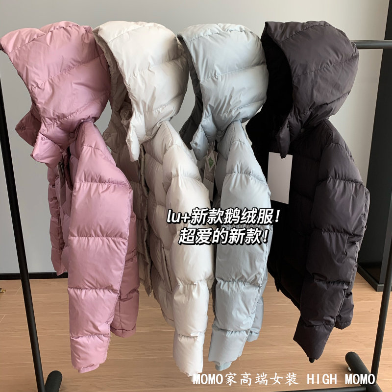 杜邦三防新标鹅绒连帽收腰羽绒服