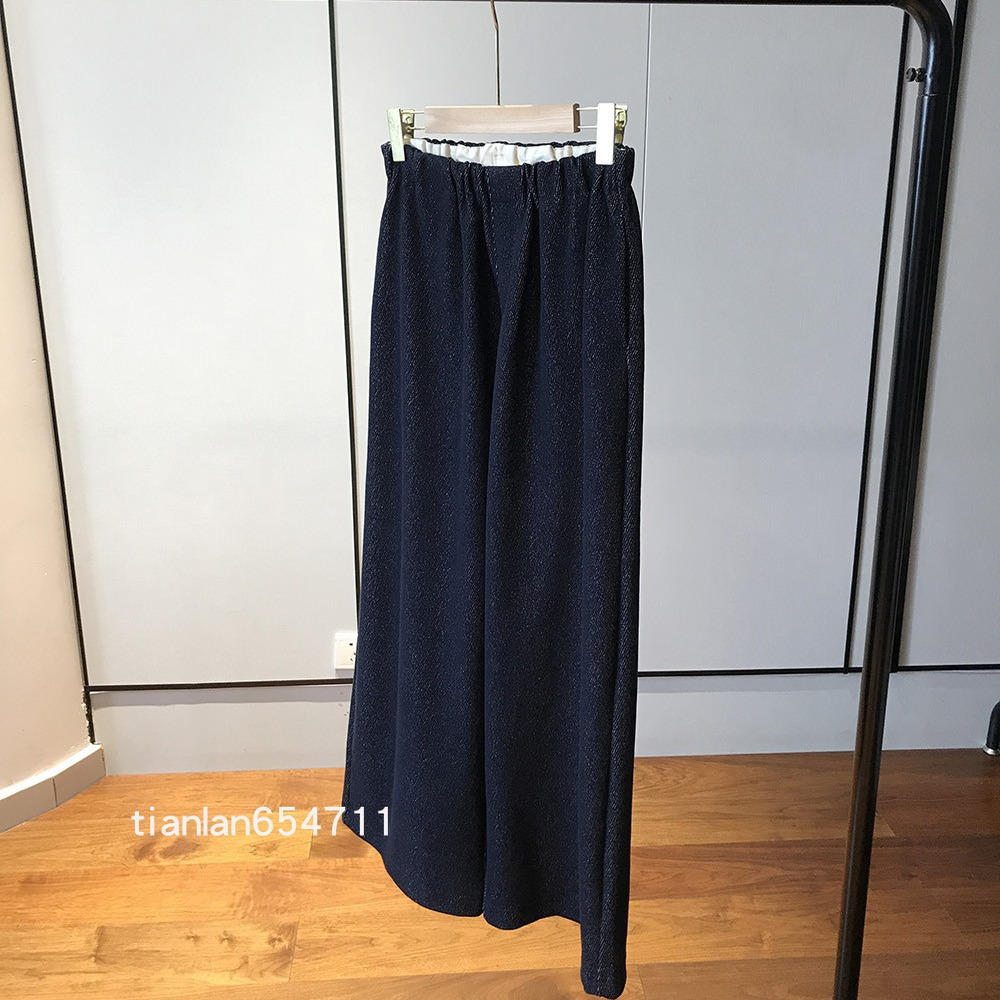 丹宁艺术裤~自带松弛感！宽松显瘦松紧腰羊毛蚕丝阔腿拉毛牛仔裤