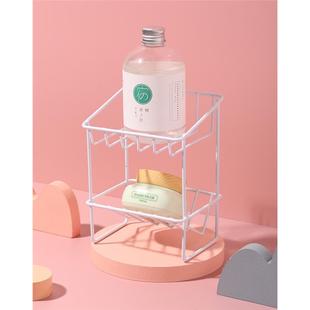 日本双层迷你沥水架浴室肥皂化妆品收纳篮厨房洗碗布钢丝球置物架