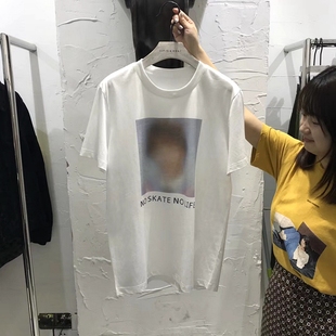 亏本2折夏季人物滑板主题印花男士短袖T恤潮牌个性字母贴布全棉T
