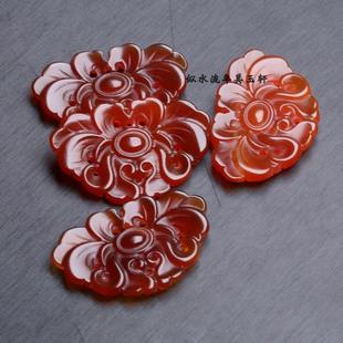 23x35mm仿古老红玛瑙宝相花吊坠帽花花片 DIY项链璎珞耳环压襟配