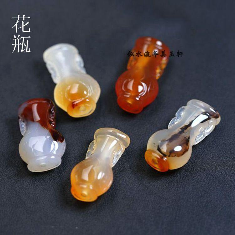 17x31mm天然玛瑙通孔花瓶DIY配饰