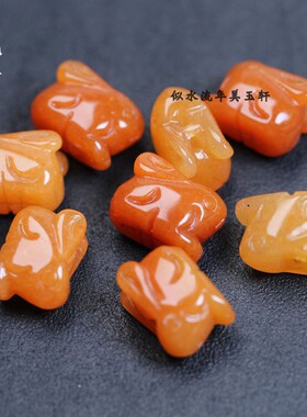 12x17mm天然金丝玉小兔子小萌兔生肖兔吊坠