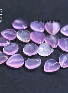 13x14mm天然粉紫色玉髓玛瑙碧桃花瓣 DIY古风发簪玉簪花配饰