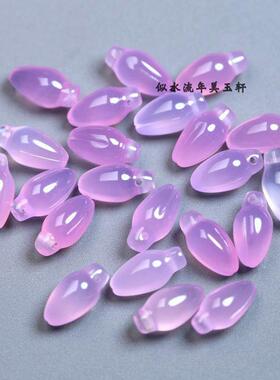 13x15mm粉紫色玛瑙玉兰花吊坠 DIY手链项链耳环流苏配饰