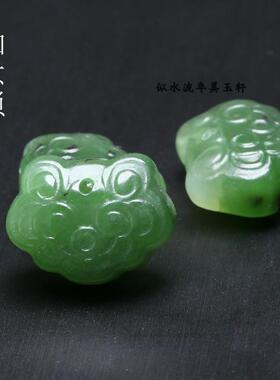 15x19x9mm天然和田玉碧玉如意锁宝宝锁吊坠挂件 和田玉锁