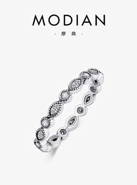 MODIAN925纯银复古戒指女ins潮小众设计简约冷淡风百搭网红食指戒