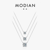 MODIAN 925纯银镶钻1克拉项链女夏锁骨链女友情人节生日礼物轻奢