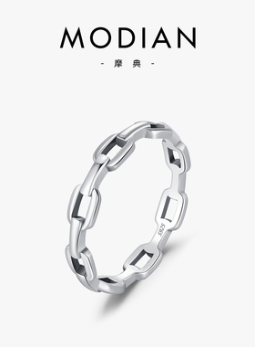 摩典S925纯银复古镂空清冷感戒指