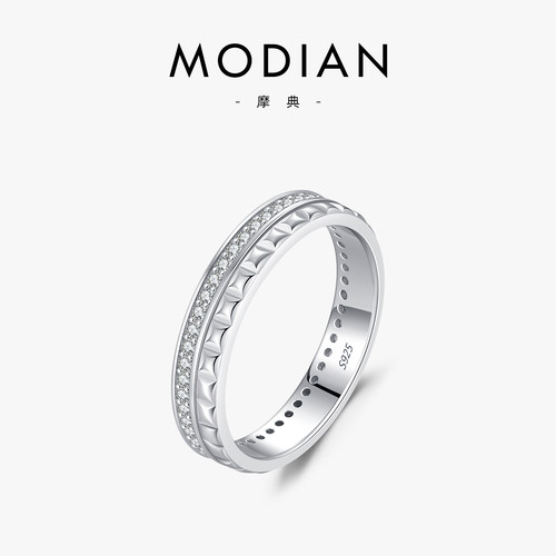 摩典925银精致满钻排戒叠戴指环