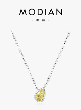 摩典925纯银仿真钻小方糖锁骨链