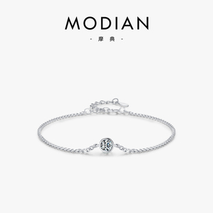 MODIAN摩典莫桑钻手链女S925纯银轻奢高级感经典圆形百搭单钻手饰