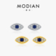 MODIAN摩典S925纯银微镶满钻蓝色眼睛耳钉女欧美高级感百搭耳饰女