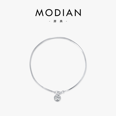 摩典925银泡泡单钻刀片蛇骨手链