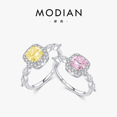 摩典925银轻奢方糖网红爆款戒指