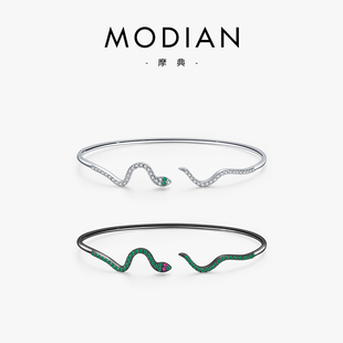MODIAN 设计感小蛇纯银手镯女ins小众设计手链高级生日礼物送女友