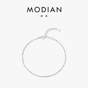 MODIAN摩典S925纯银小众设计豆豆链手链女简约细款百搭冷淡风手饰