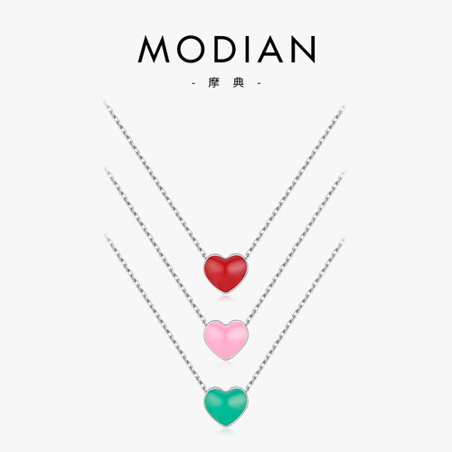 摩典925纯银轻奢小众爱心锁骨链